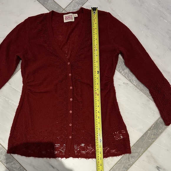 Rosie Niera for Anthropologie ox blood red cardigan - Picture 4 of 7